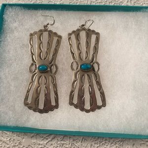 Sterling silver earrings with turquoise accent